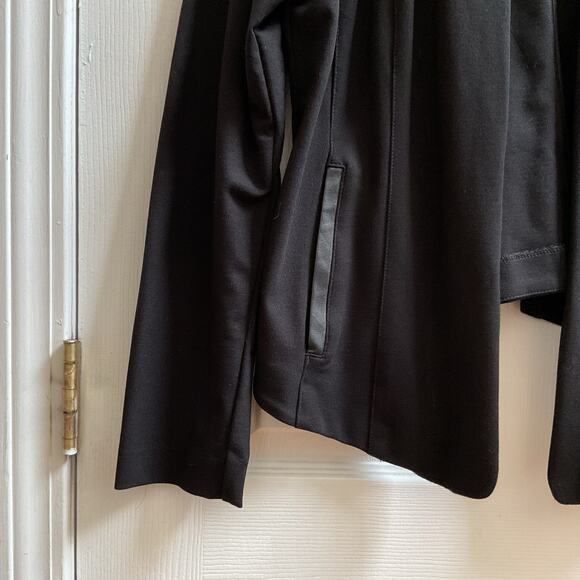 Eileen Fisher Ponte Viscose Blend Stretch Leather Trim Detail Blazer Medium - Picture 8 of 12